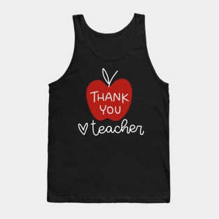 Thank you teacher red apple design. Gratitude message. Tank Top